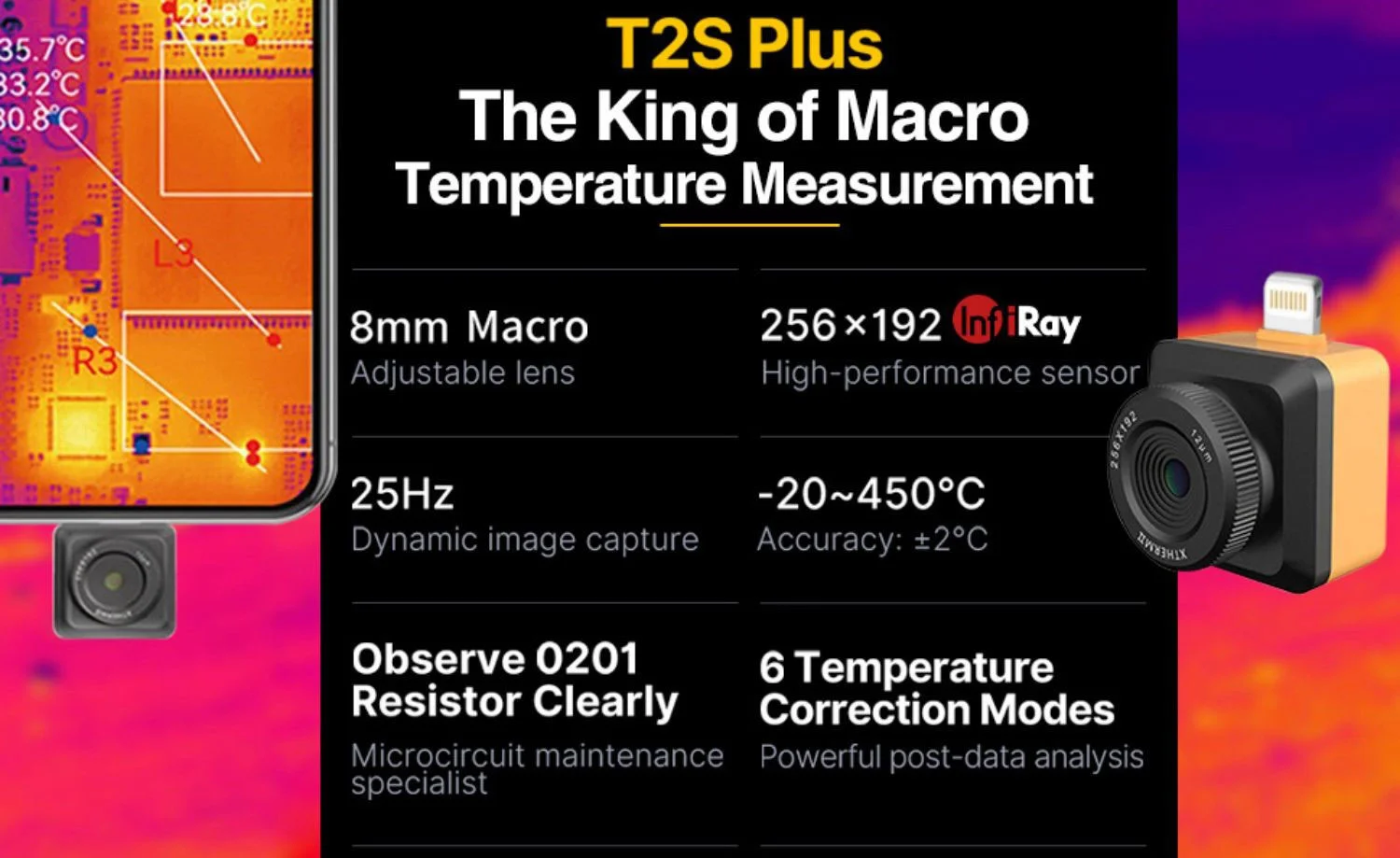03 T2S PLUS rei da medição de temperatura macro